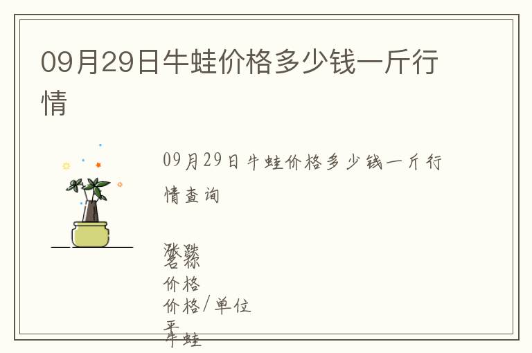 09月29日牛蛙價格多少錢一斤行情