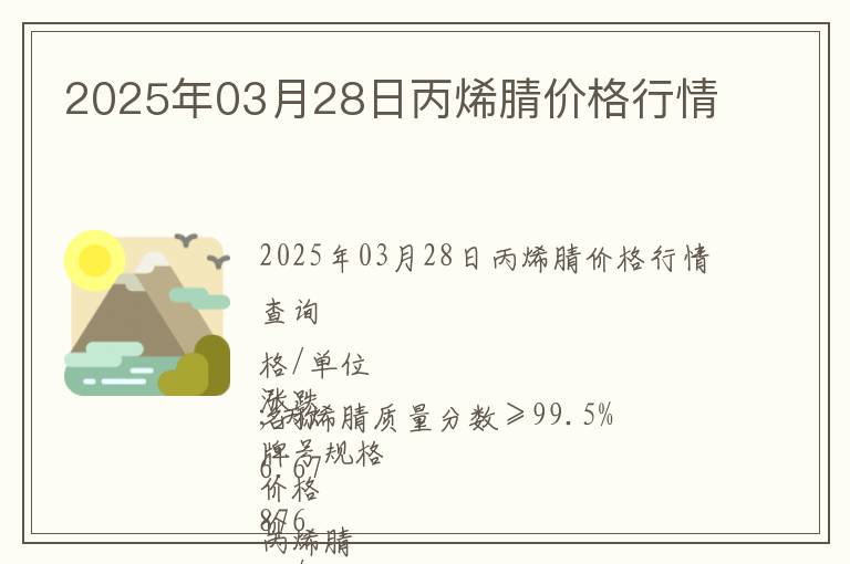 2025年03月28日丙烯腈價格行情