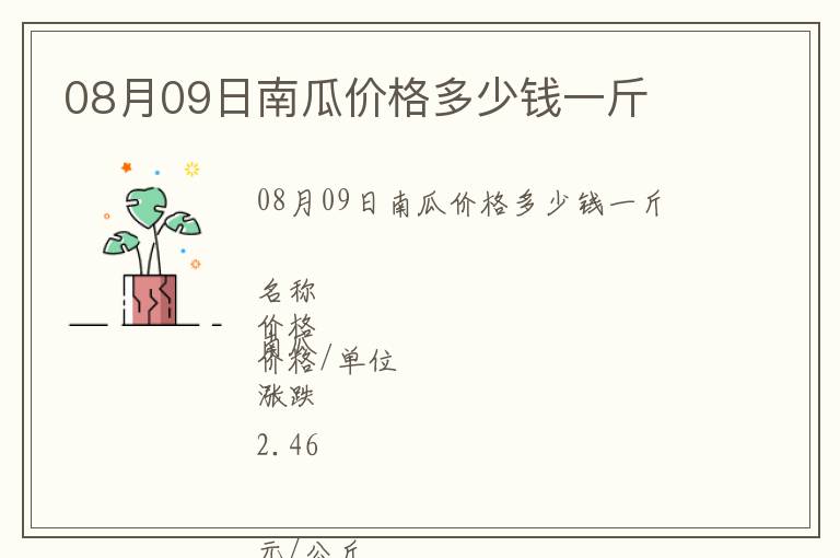 08月09日南瓜價格多少錢一斤