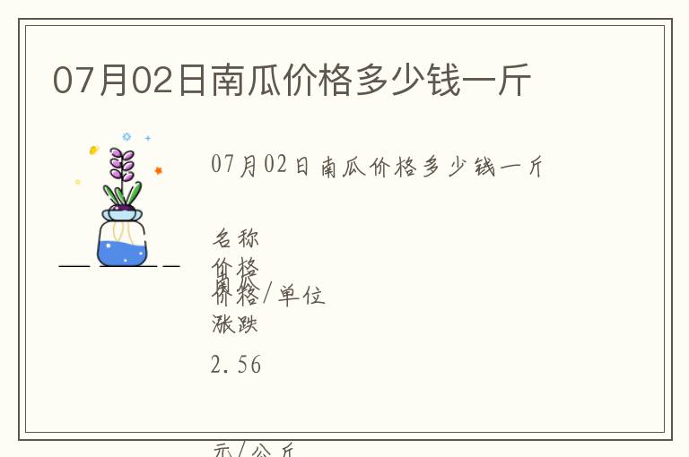 07月02日南瓜價(jià)格多少錢一斤