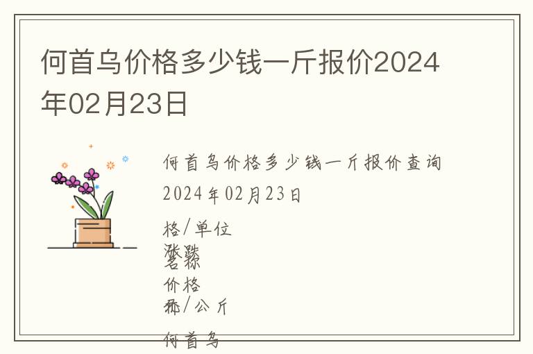 何首烏價(jià)格多少錢一斤報(bào)價(jià)2024年02月23日