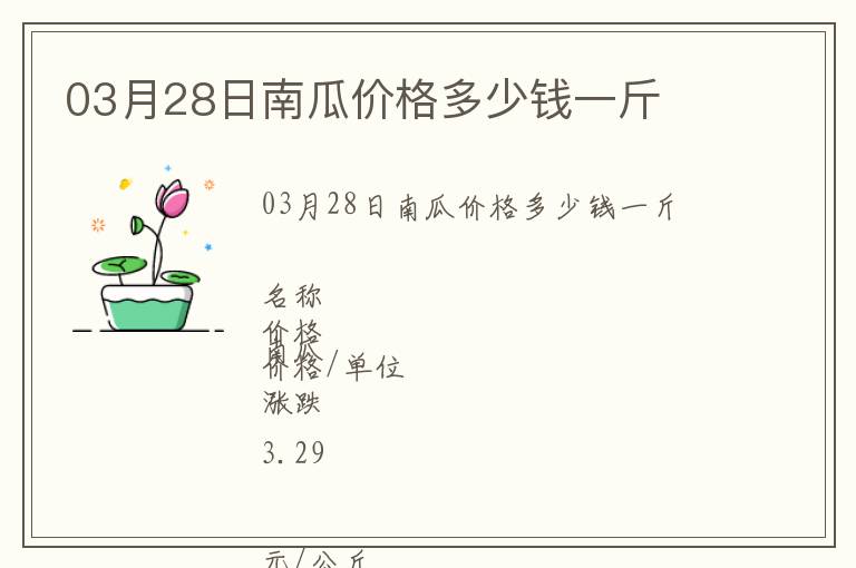 03月28日南瓜價(jià)格多少錢一斤