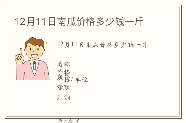 12月11日南瓜價(jià)格多少錢一斤