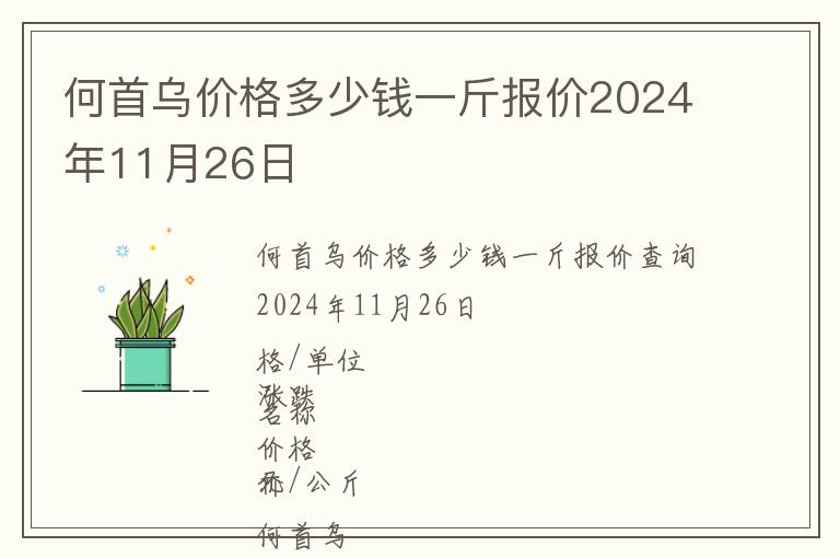 何首烏價格多少錢一斤報價2024年11月26日