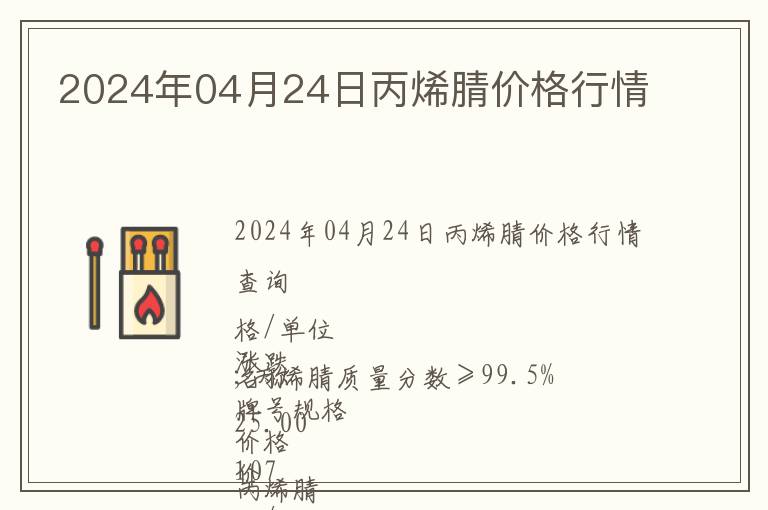 2024年04月24日丙烯腈價格行情