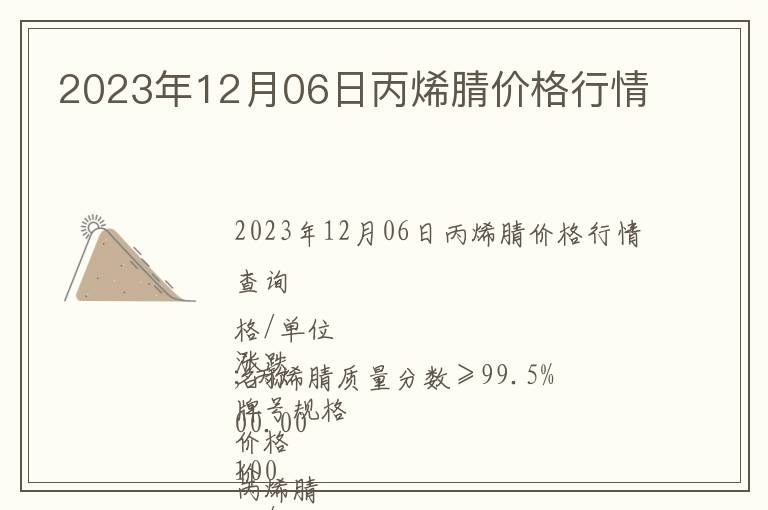 2023年12月06日丙烯腈價格行情