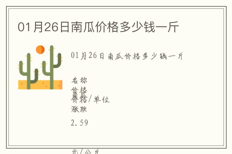 01月26日南瓜價(jià)格多少錢一斤