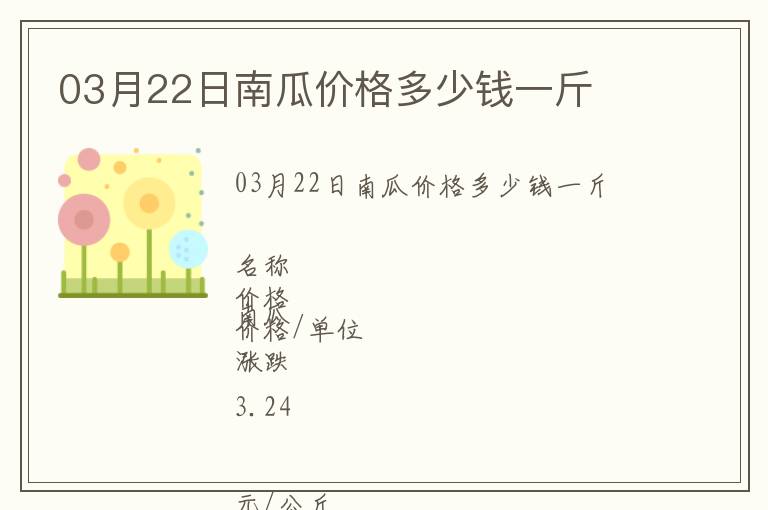 03月22日南瓜價格多少錢一斤