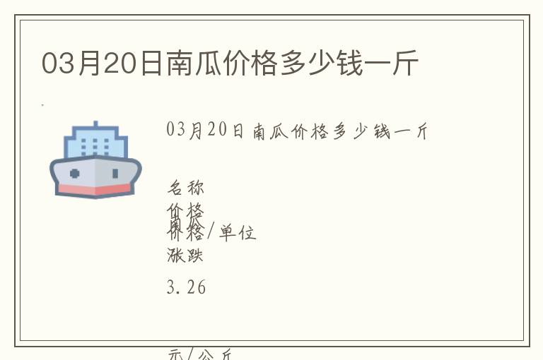 03月20日南瓜價格多少錢一斤