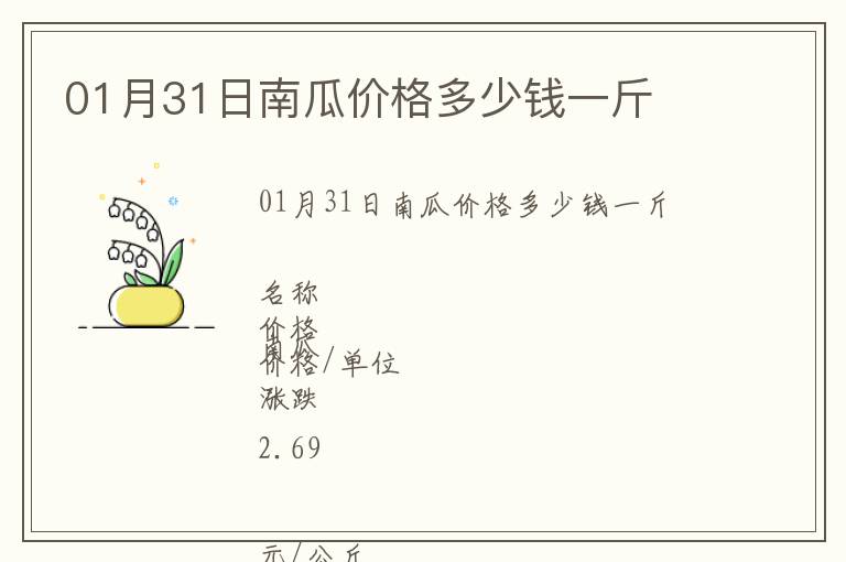 01月31日南瓜價格多少錢一斤