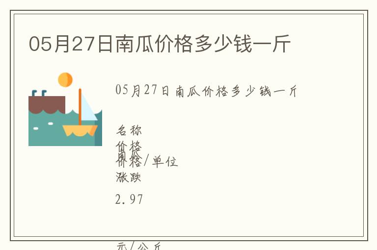05月27日南瓜價(jià)格多少錢一斤