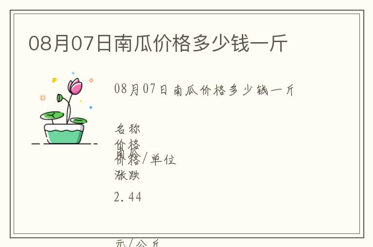 08月07日南瓜價格多少錢一斤
