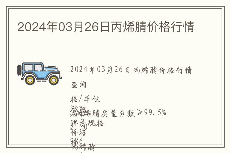 2024年03月26日丙烯腈價格行情