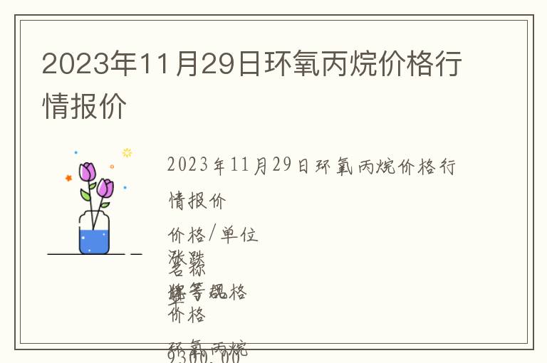 2023年11月29日環氧丙烷價格行情報價