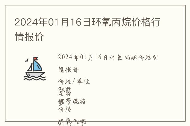 2024年01月16日環氧丙烷價格行情報價