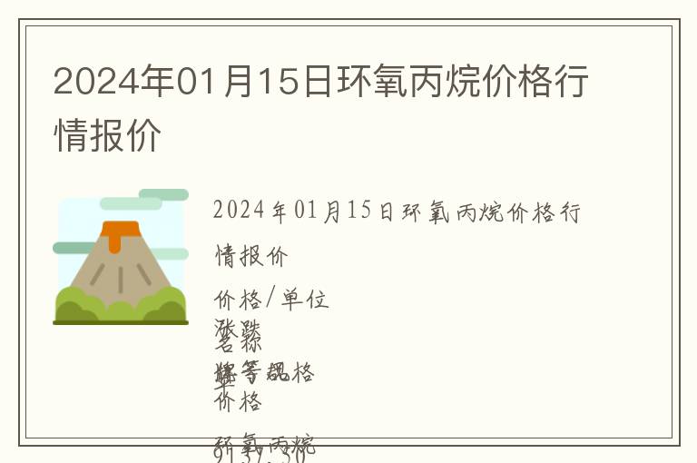 2024年01月15日環氧丙烷價格行情報價
