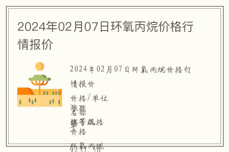 2024年02月07日環氧丙烷價格行情報價