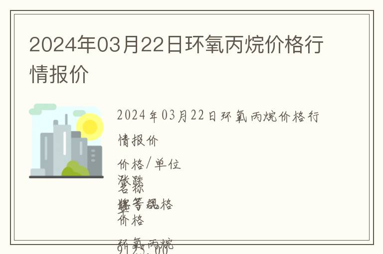 2024年03月22日環氧丙烷價格行情報價