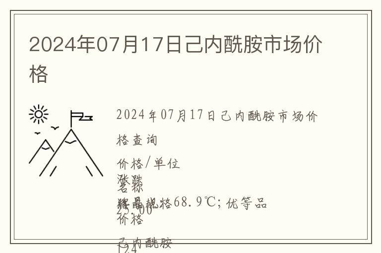 2024年07月17日己內酰胺市場價格