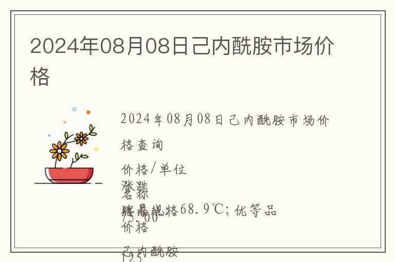 2024年08月08日己內酰胺市場價格