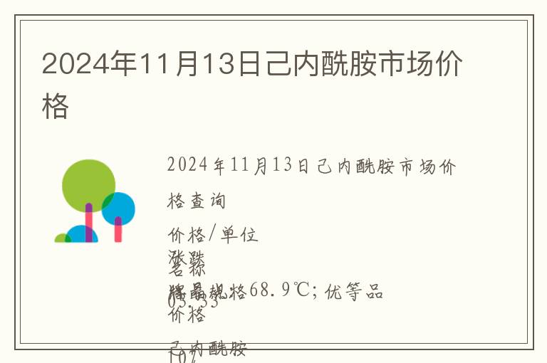 2024年11月13日己內(nèi)酰胺市場(chǎng)價(jià)格