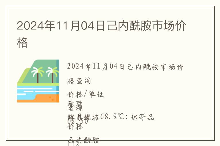 2024年11月04日己內(nèi)酰胺市場價格