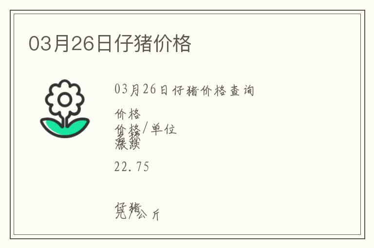 03月26日仔豬價格