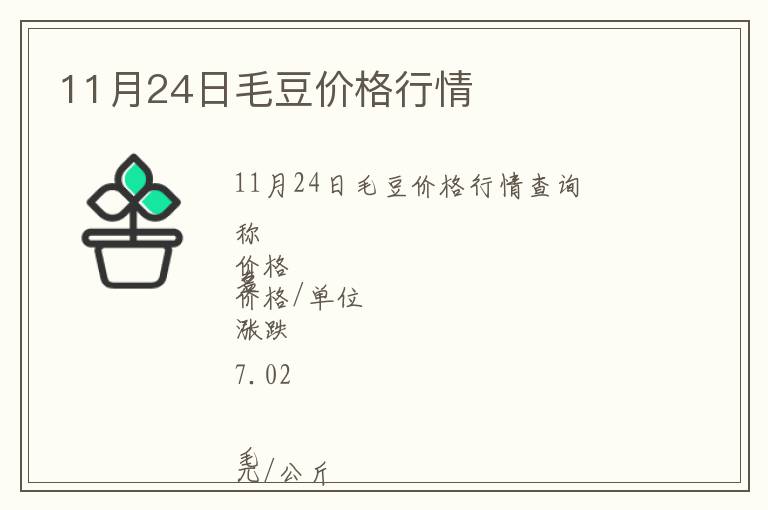11月24日毛豆價格行情