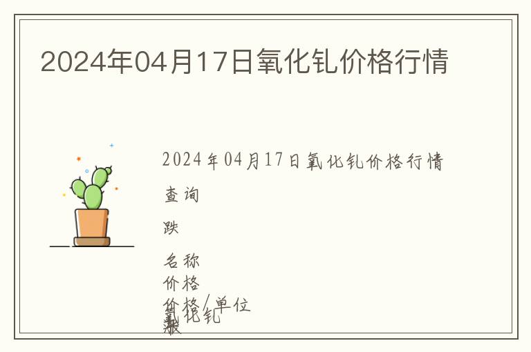 2024年04月17日氧化釓價格行情