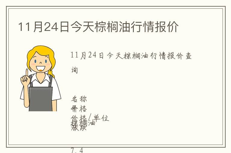 11月24日今天棕櫚油行情報價
