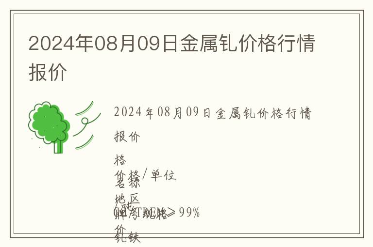 2024年08月09日金屬釓價格行情報價