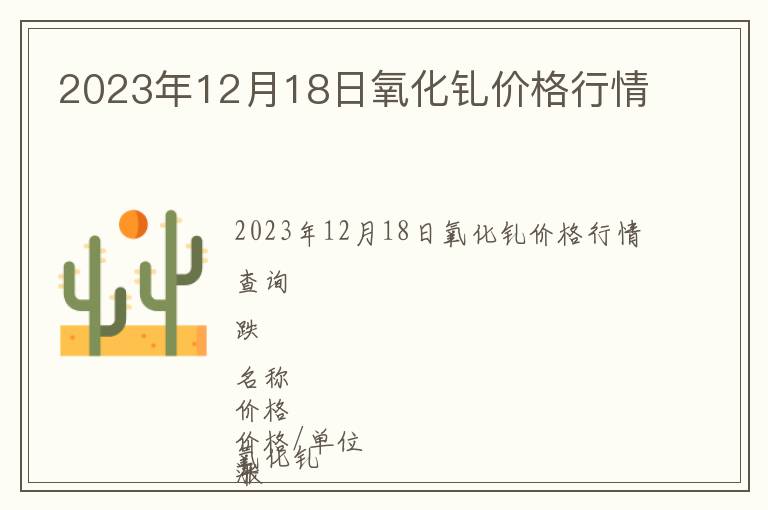 2023年12月18日氧化釓價(jià)格行情