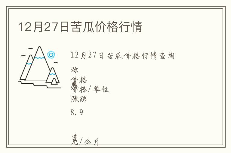 12月27日苦瓜價格行情