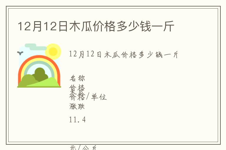 12月12日木瓜價格多少錢一斤