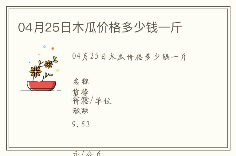 04月25日木瓜價(jià)格多少錢一斤