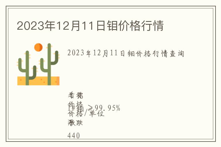 2023年12月11日鉬價格行情