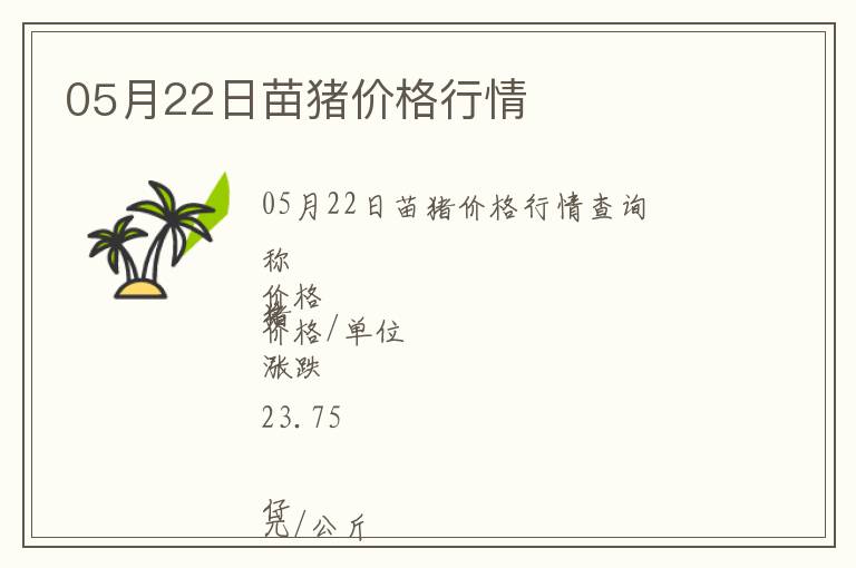 05月22日苗豬價格行情