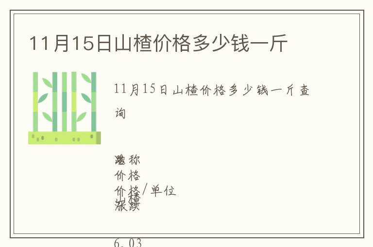11月15日山楂價(jià)格多少錢一斤