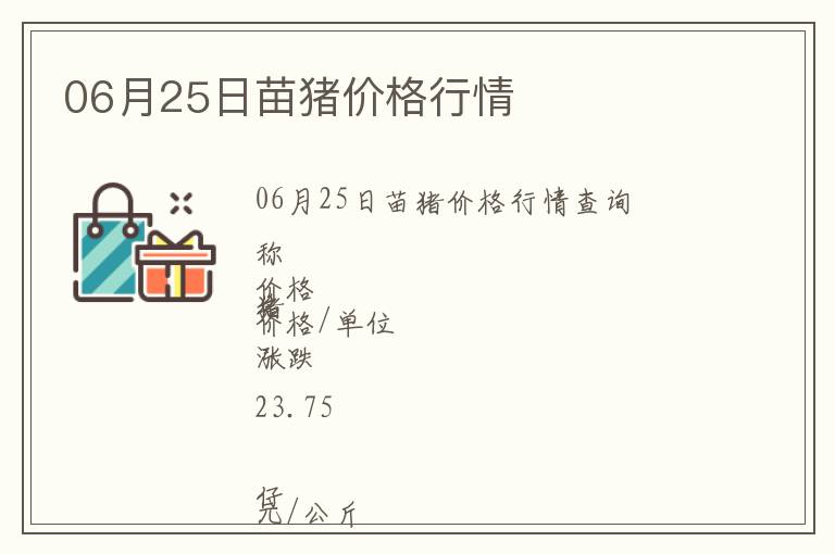 06月25日苗豬價格行情