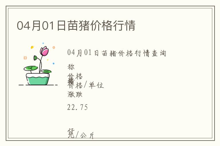 04月01日苗豬價格行情