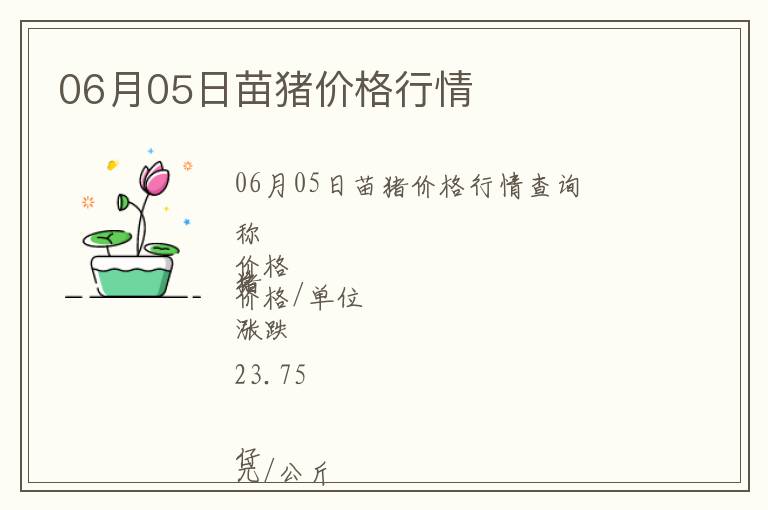 06月05日苗豬價格行情