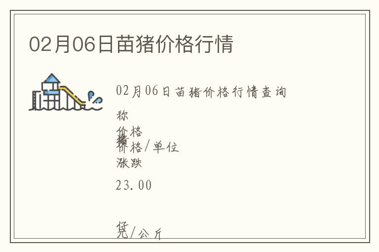 02月06日苗豬價(jià)格行情