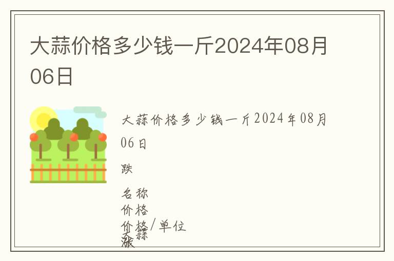 大蒜價(jià)格多少錢(qián)一斤2024年08月06日