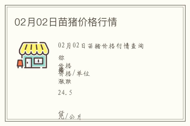 02月02日苗豬價格行情