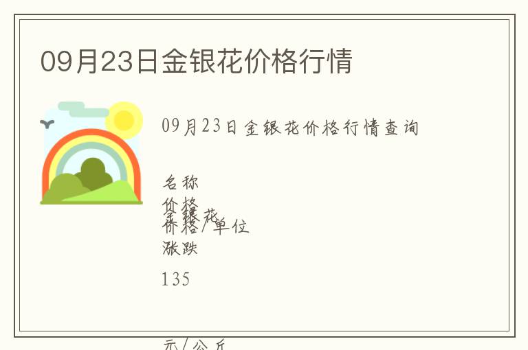 09月23日金銀花價(jià)格行情