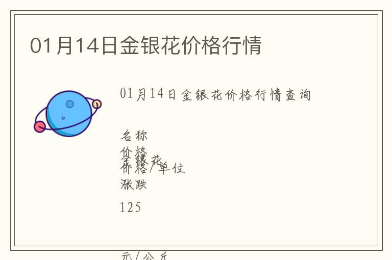 01月14日金銀花價(jià)格行情