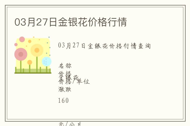 03月27日金銀花價(jià)格行情