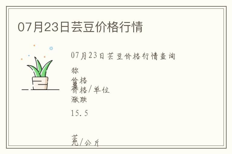 07月23日蕓豆價格行情