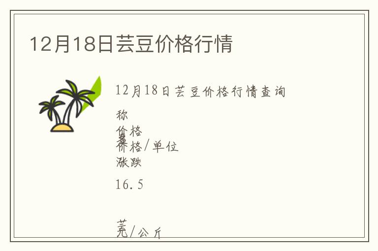 12月18日蕓豆價格行情