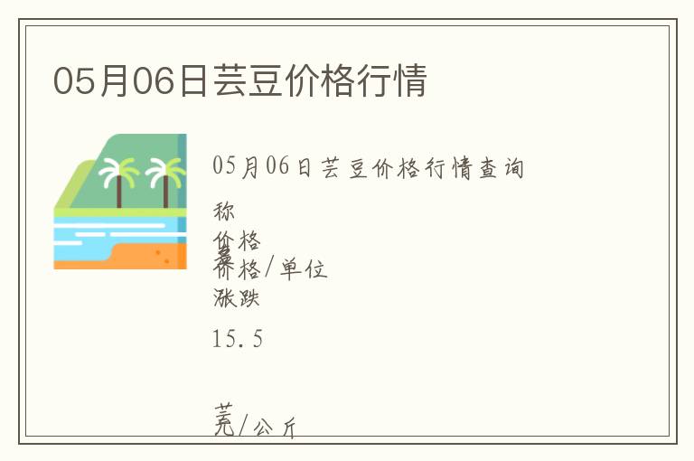 05月06日蕓豆價格行情